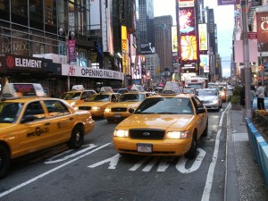 Taxis jaunes, Times Square, New York